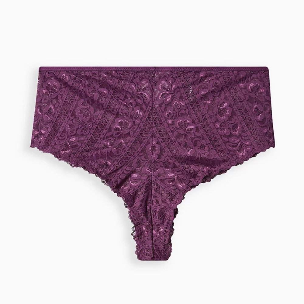 NEW TORRID 5X High Waist Lace Keyhole Tanga Panty Purple NWT - Picture 3 of 8